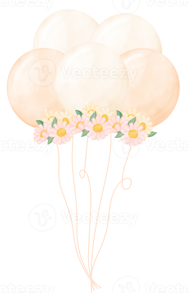 söt mjuk rosa pastell ballonger vattenfärg illustration png