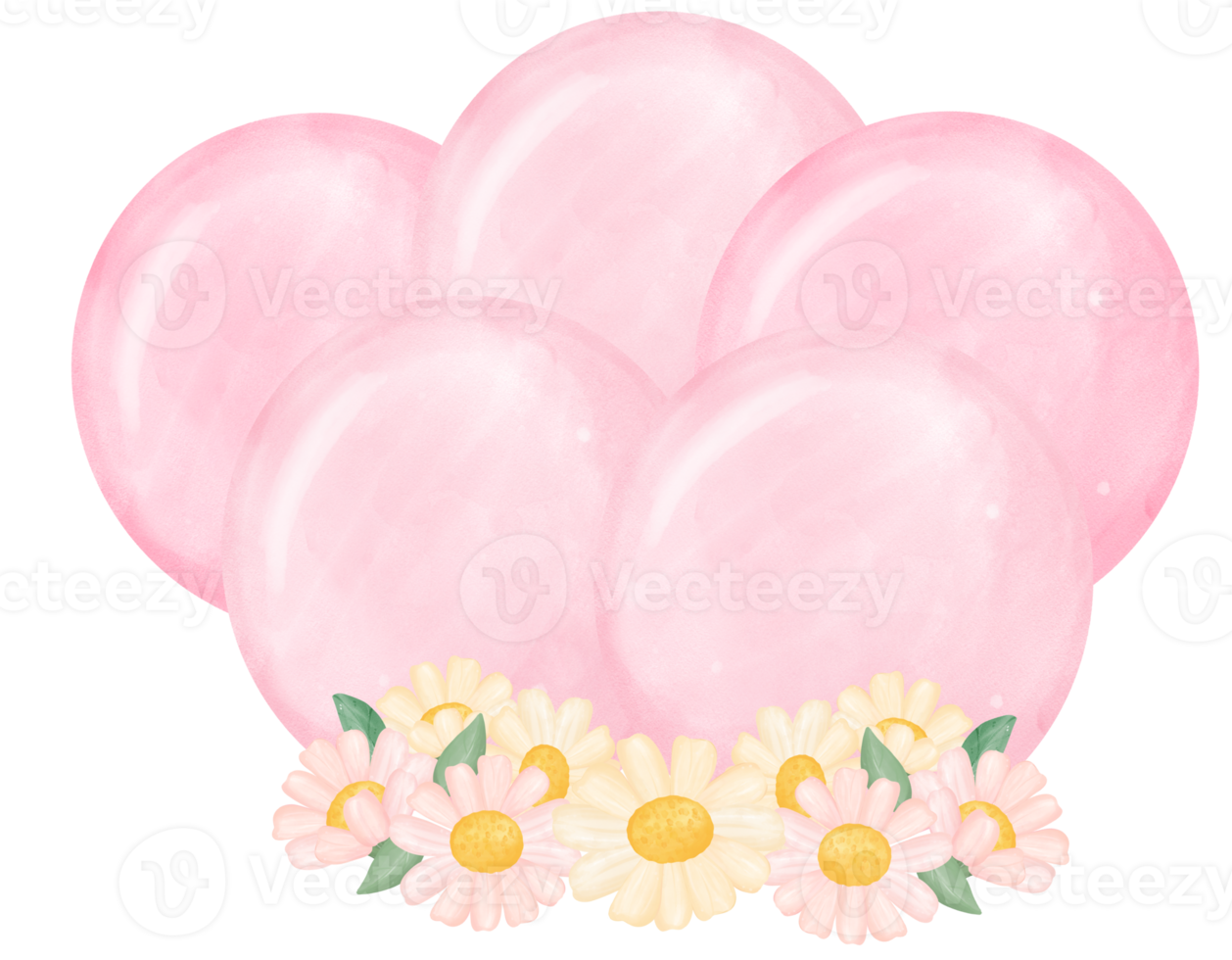 cute soft pink pastel balloons watercolour illustration png