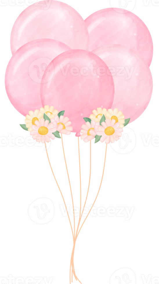 illustration aquarelle de ballons pastel rose doux mignon png