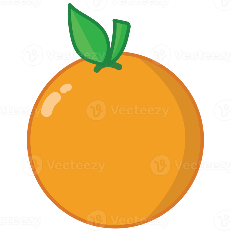 fruta laranja com folha verde em fundo transparente png