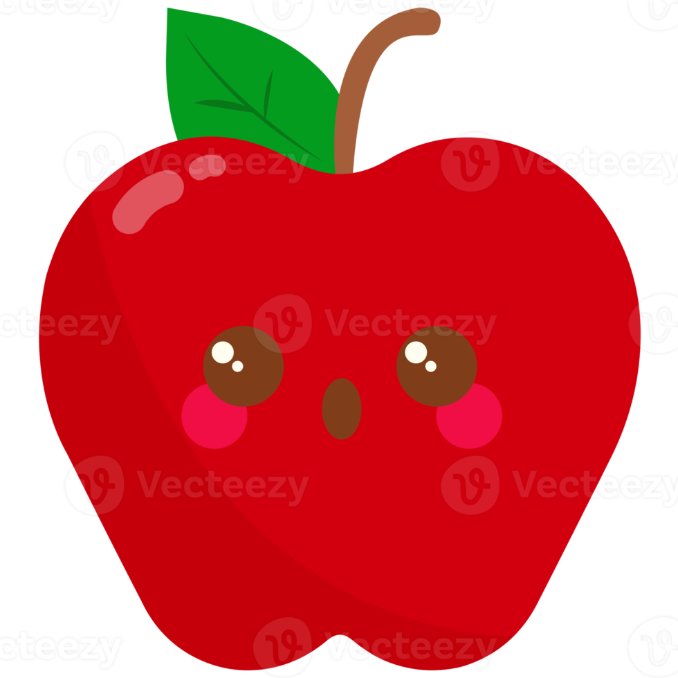 Apfelfrucht mit grünem Blatt auf transparentem Hintergrund png