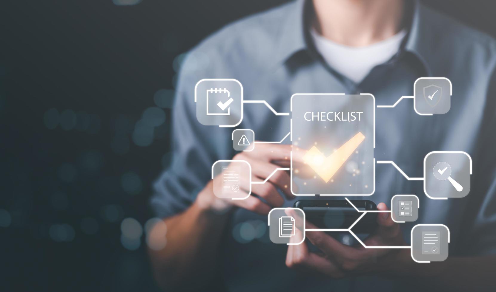 man showing check mark icon,concepts of code of conduct, rules and policies, corporate governance documents, terms and conditions,Documents with check box items,Verification process for accuracy photo