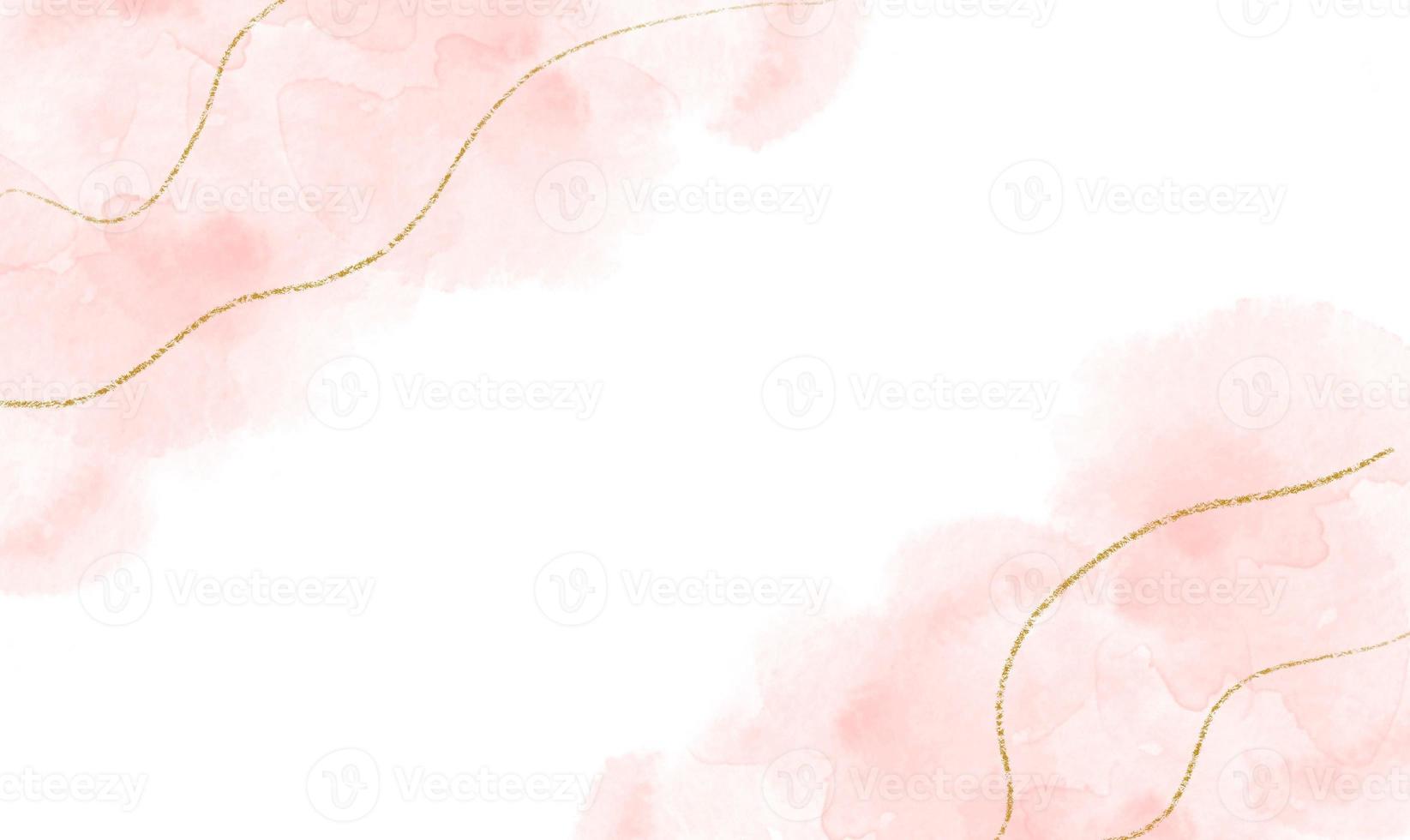 Abstract Rose Gold Watercolor Or Alcohol Ink Art With White Background Gold Glitter. Pastel Marble Drawing Effect. Llustration Design Template For Wedding Invitation,Decoration, Banner, Background photo