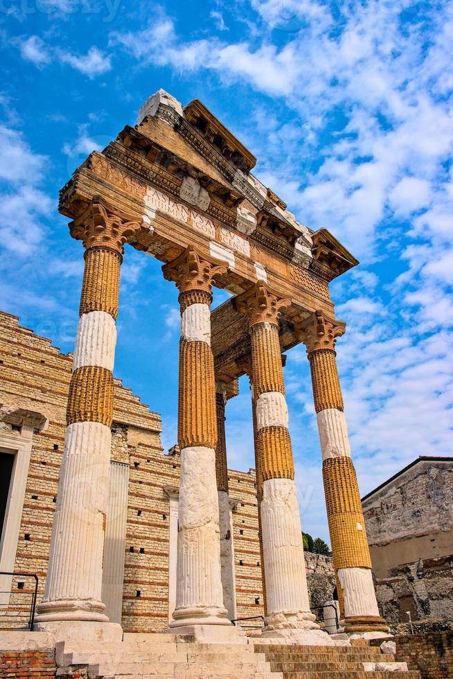 Ancient roman temple ruins in Brescia, Italy photo
