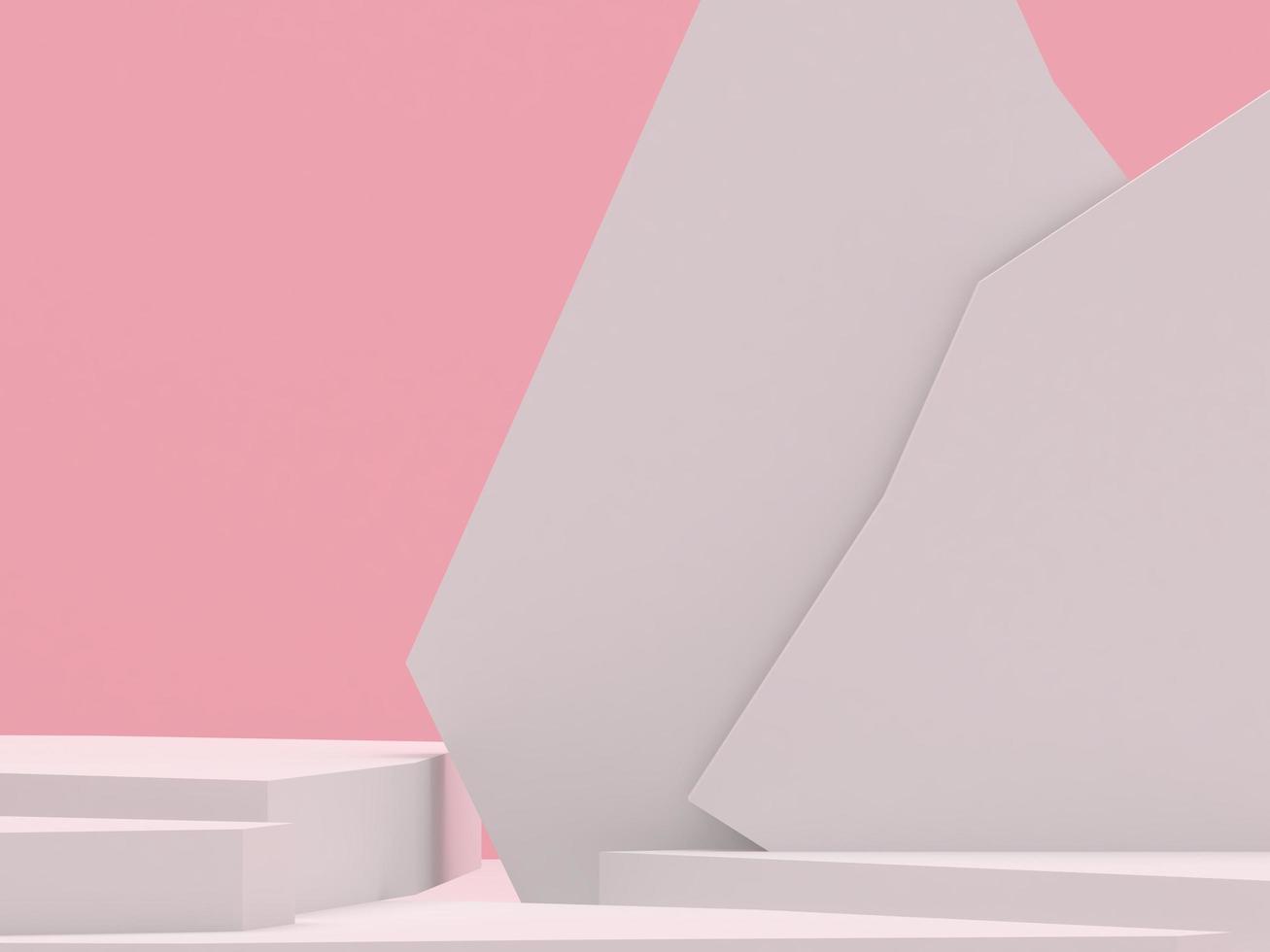 white stone podium products display minimal mockup 3d render. scene front view pink room and pink background podium shape nature. stand show cosmetic product. Stage showcase on pedestal podium. photo