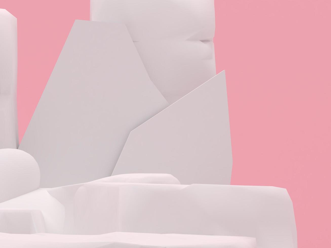 white stone podium products display minimal mockup 3d render. scene front view pink room and pink background podium shape nature. stand show cosmetic product. Stage showcase on pedestal podium. photo