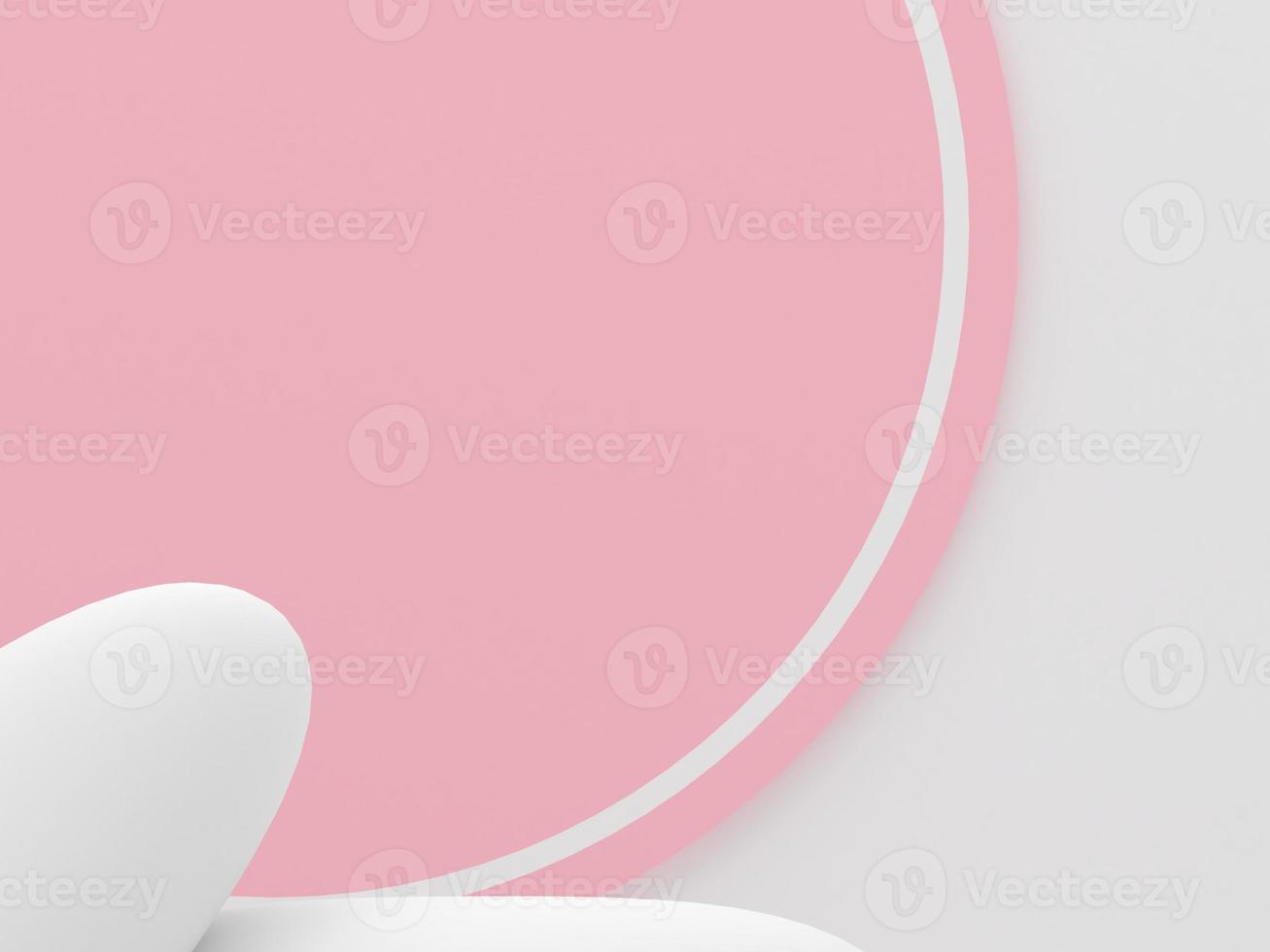 white stone podium products display minimal mockup 3d render. front view white room pink circle background podium shape nature. stand show cosmetic product. Stage showcase on pedestal podium. photo
