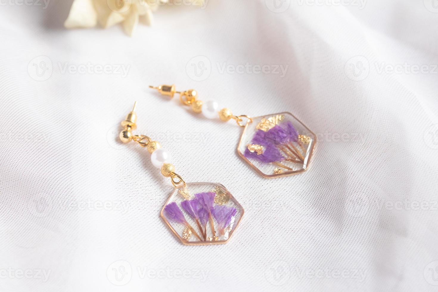 Handmade resin earrings, fashion jewelry. photo