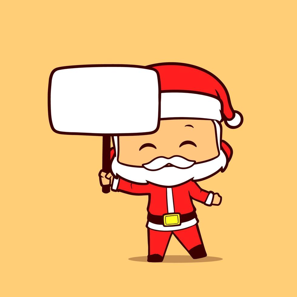 creative cartoon of Santa Claus holding a square board vector