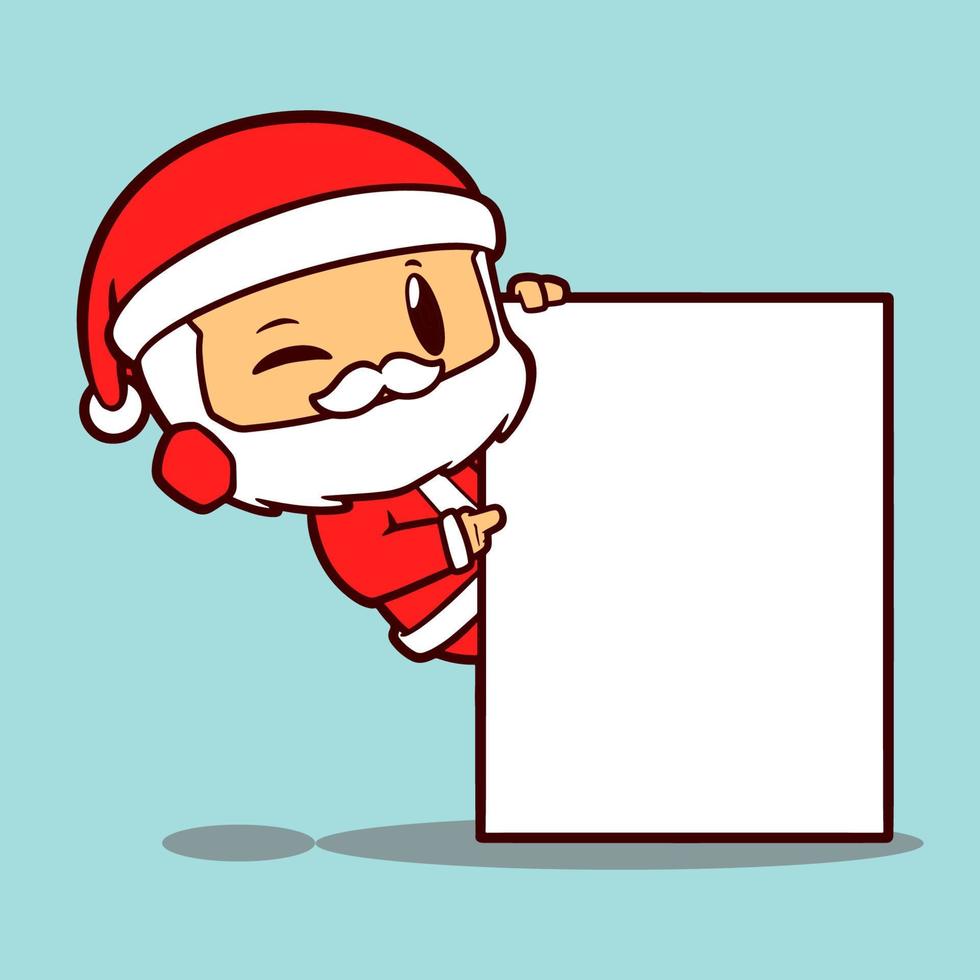 creative mascot Santa Claus peeking over the board vector