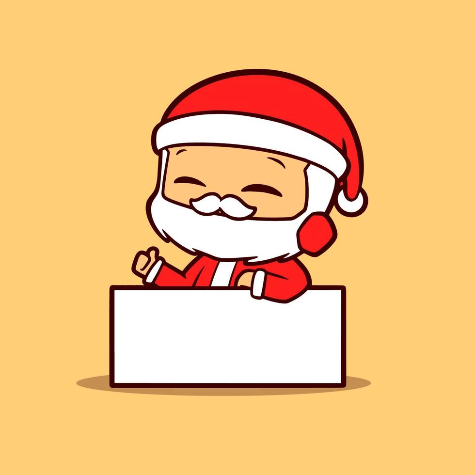 mascot graphic of Santa Claus thumbs up with a board vector