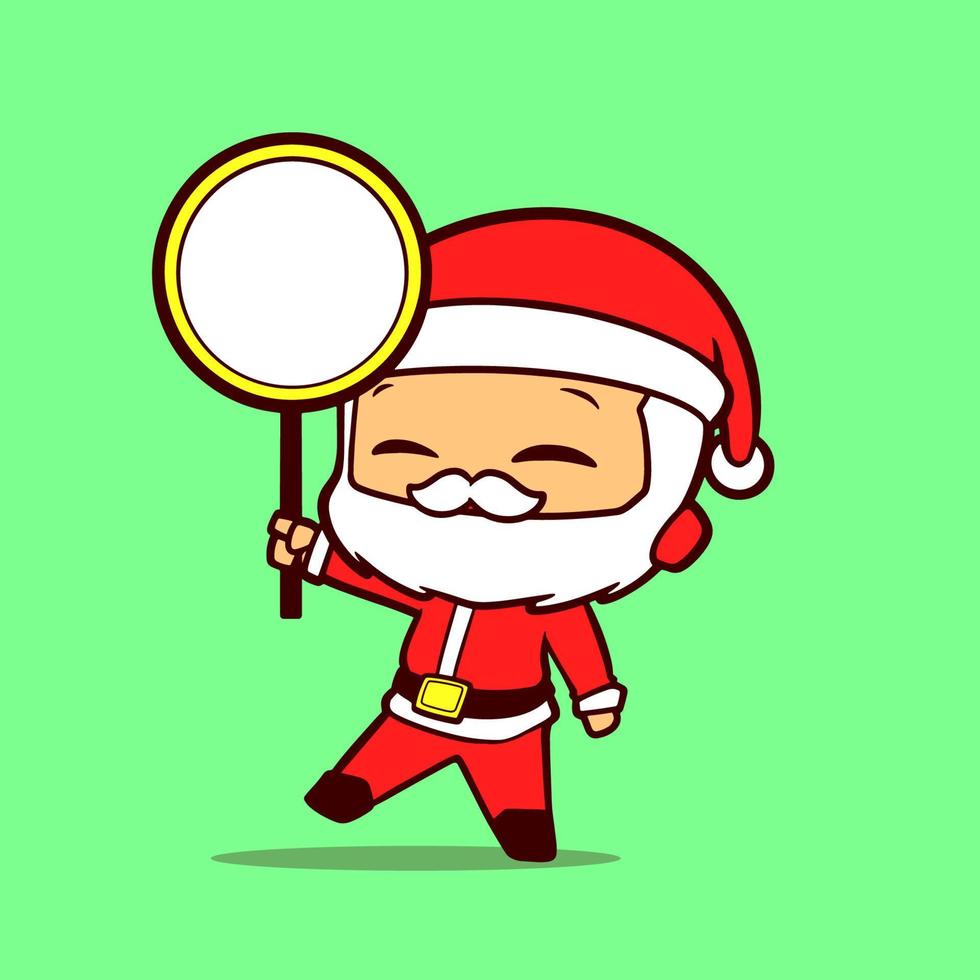 idea de dibujos animados de santa claus sosteniendo un tablero circular vector