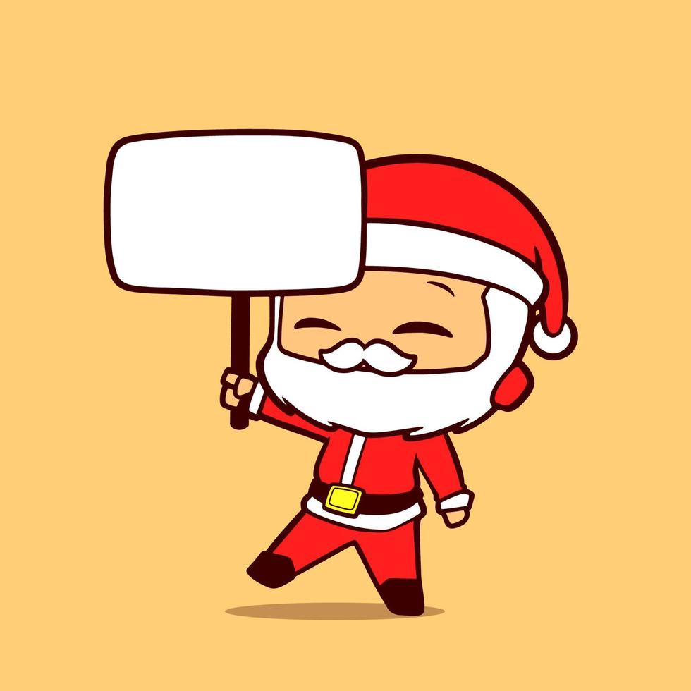 idea cartoon of Santa Claus holding a square board vector