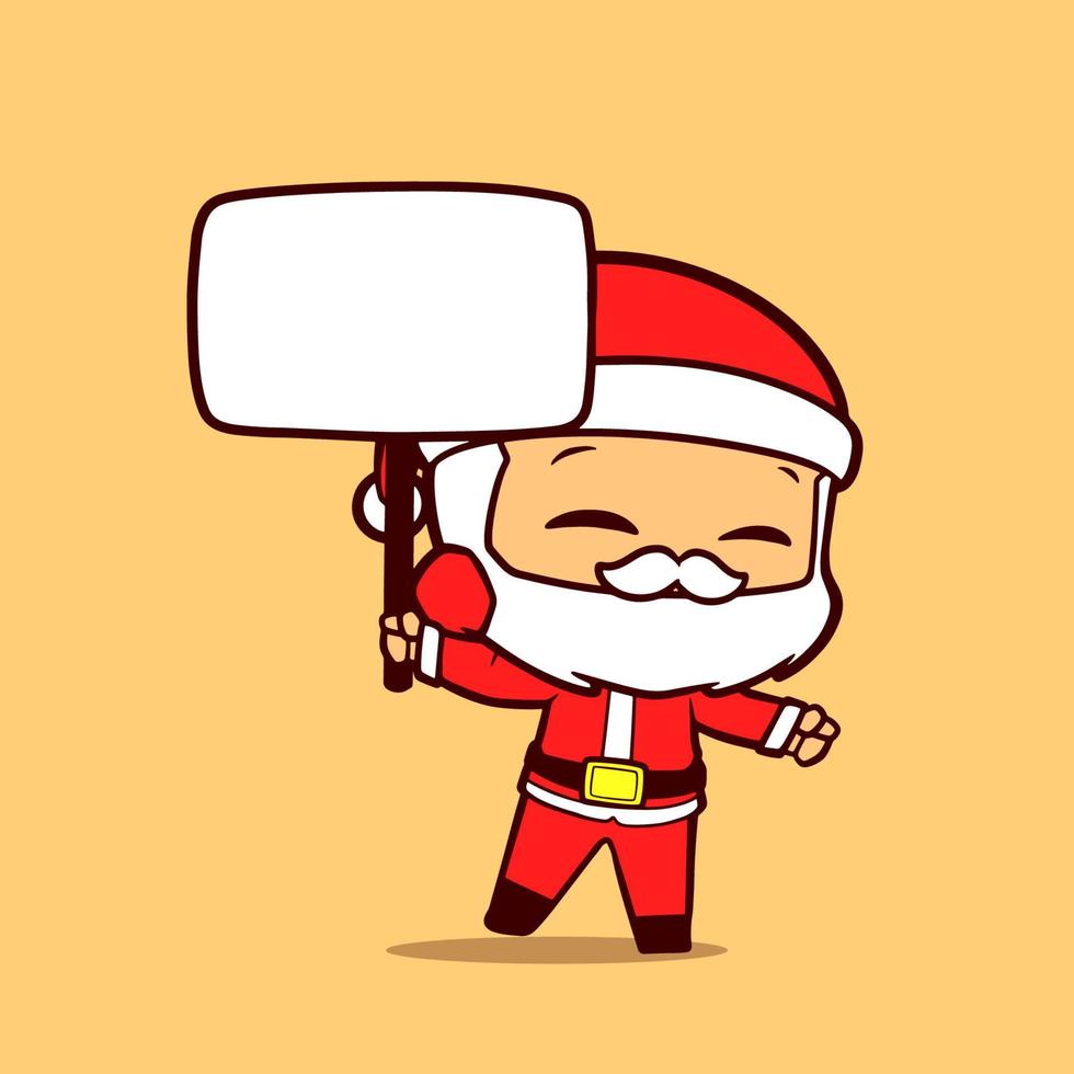 Design character of Santa Claus holding a square board vector