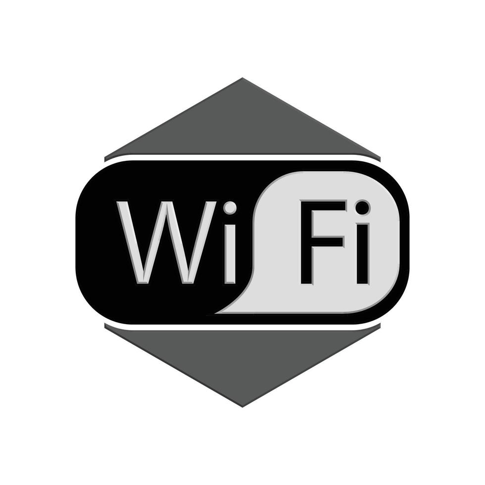 Wi-Fi logo type symbol 3D render. Wireless hotspot, network sign vector illustration.