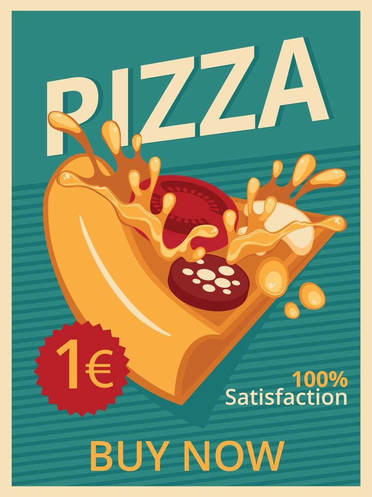 fondo antiguo de comida rápida. Ilustración de vector de diseño de cartel de tienda de pizza.