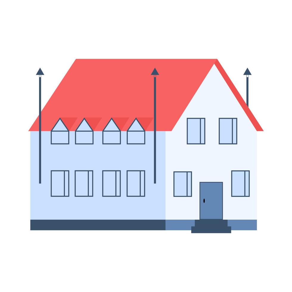 A house with an attic. Vector image on a white background
