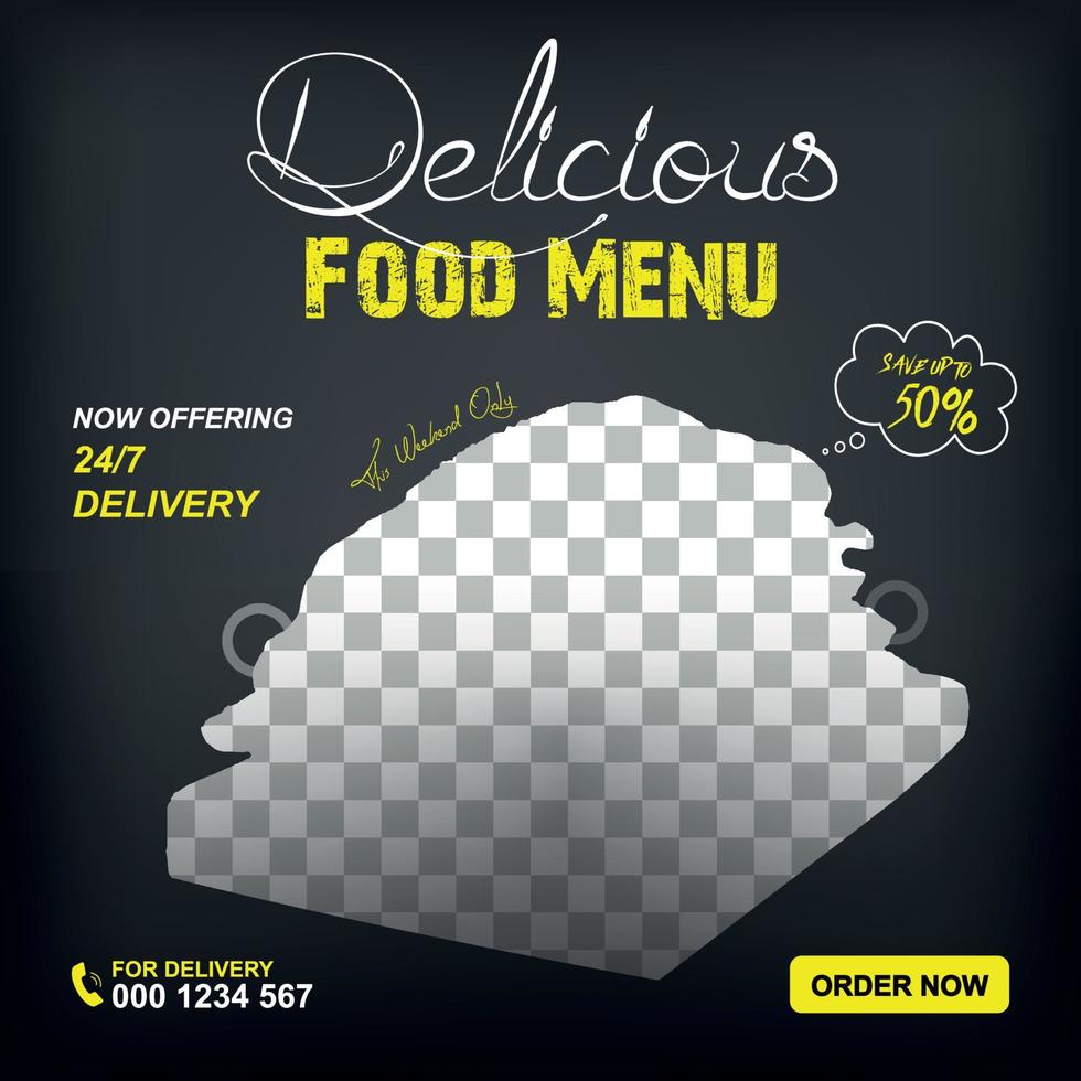 fast food sale social media promotion template vector