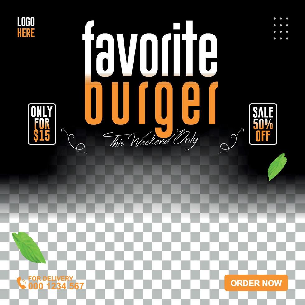 fast food sale social media promotion template vector