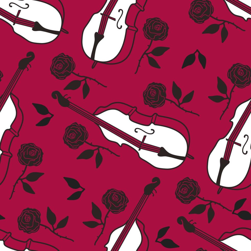 Viva Magenta pattern double bass, rose vector