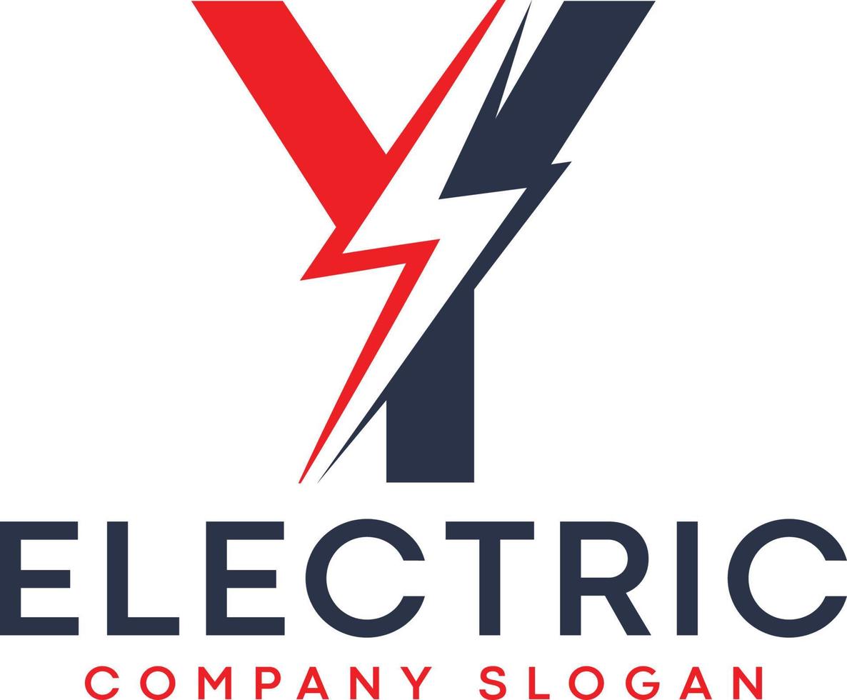 letra y logotipo eléctrico relámpago con rayo vector