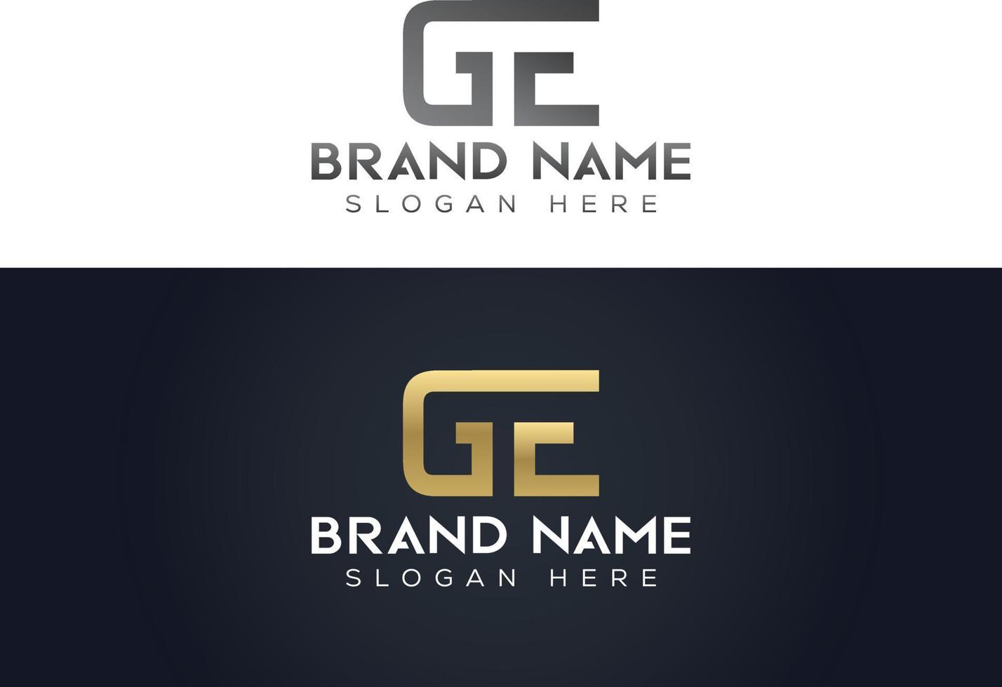 Letter G E typography vector logo design