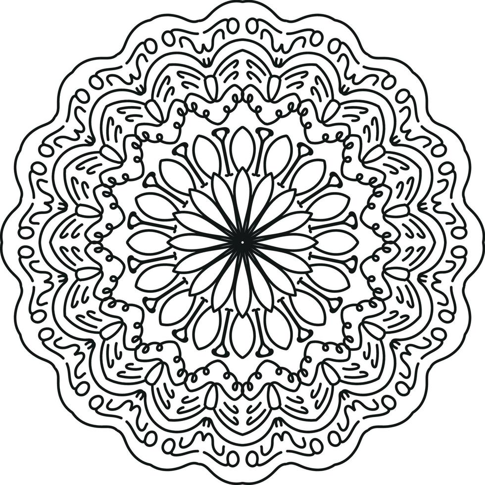 página para colorear mandala indio, ilustración vectorial vector