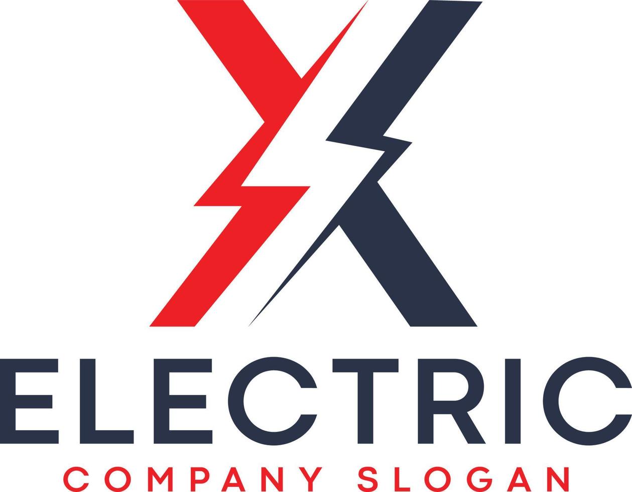 logotipo eléctrico de la letra x relámpago con perno de iluminación vector