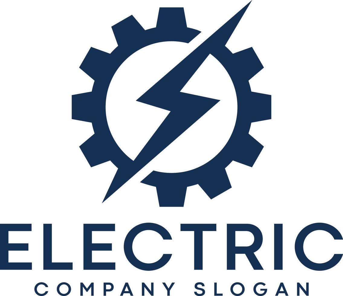 logotipo eléctrico de relámpago de engranajes con perno de iluminación vector