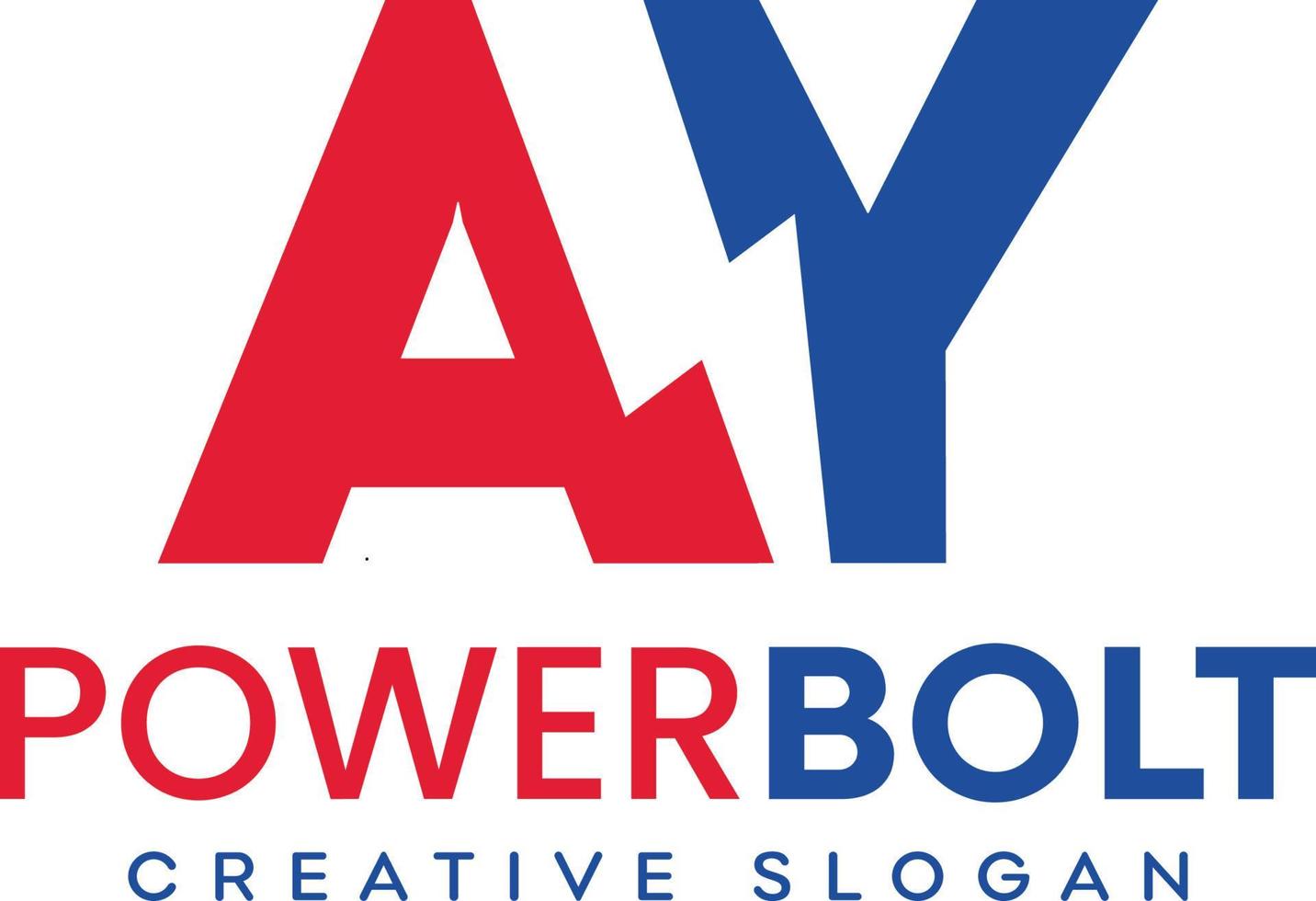 AY letter logo design with lighting thunder bolt vector