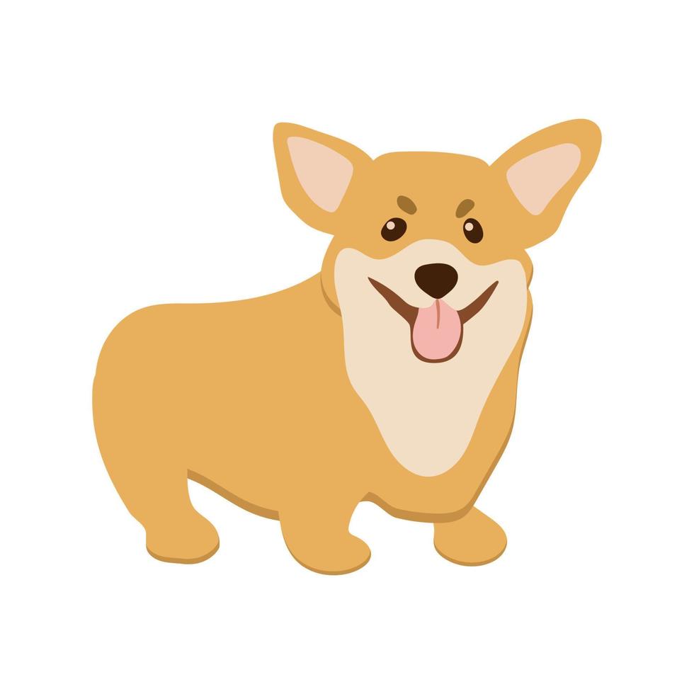 feliz caricatura cachorro corgi. lindo perrito. ilustración vectorial aislado sobre fondo blanco. vector