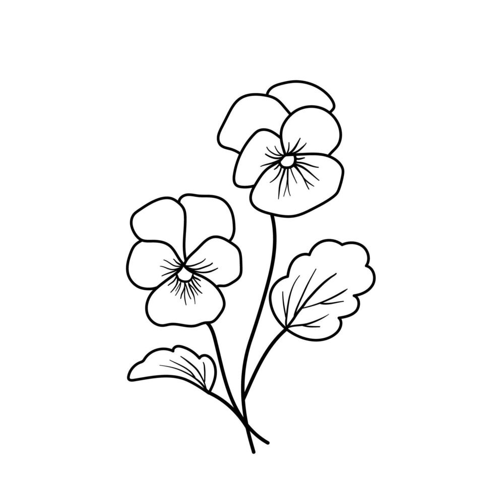 Flor violeta. planta vectorial de contorno aislada en blanco vector