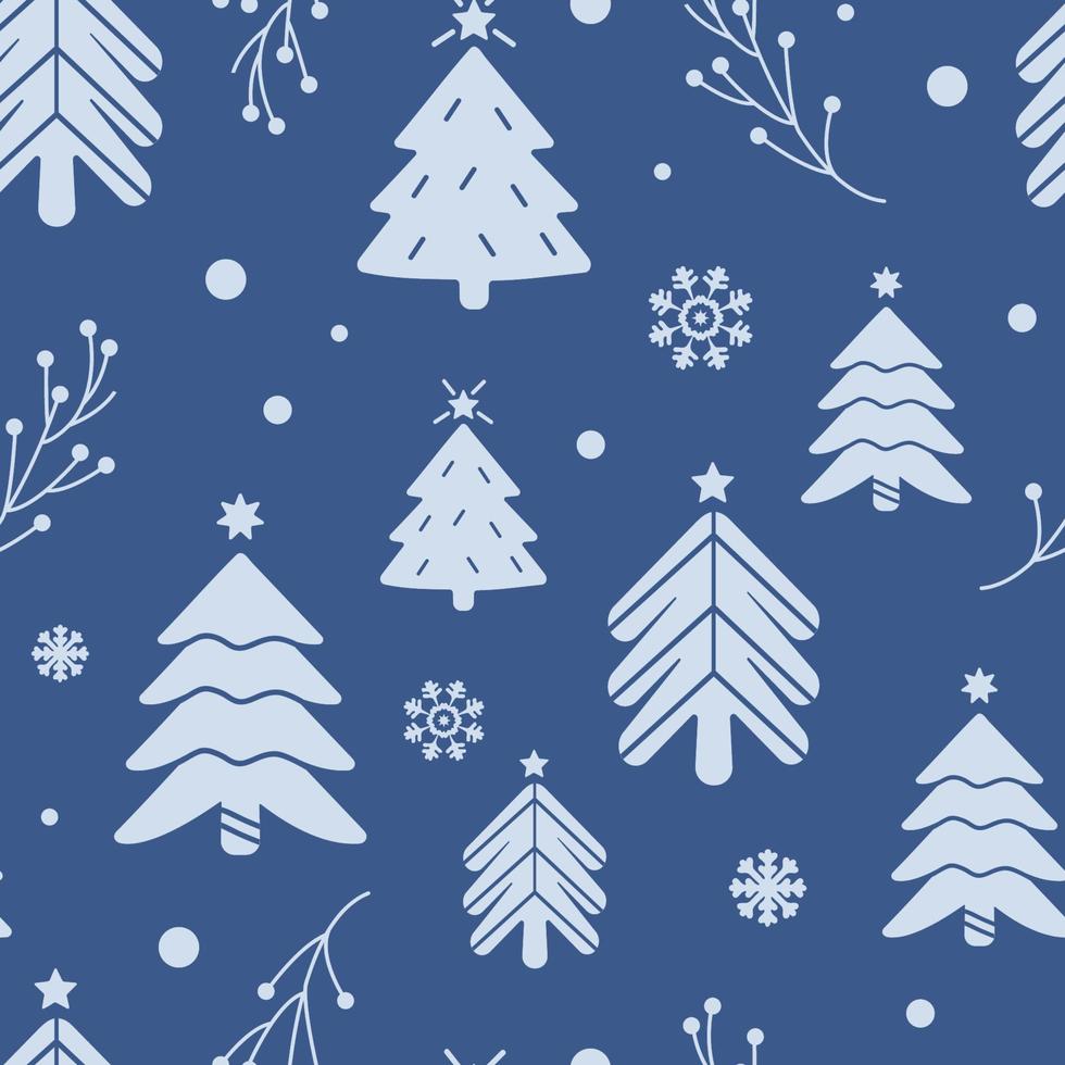 Winter Christmas trees background. Seamless Pattern with Christmas trees for Winter and Christmas theme. Christmas design for greeting cards, wrapping papers, wallpaper, fabric prints. Vector. vector