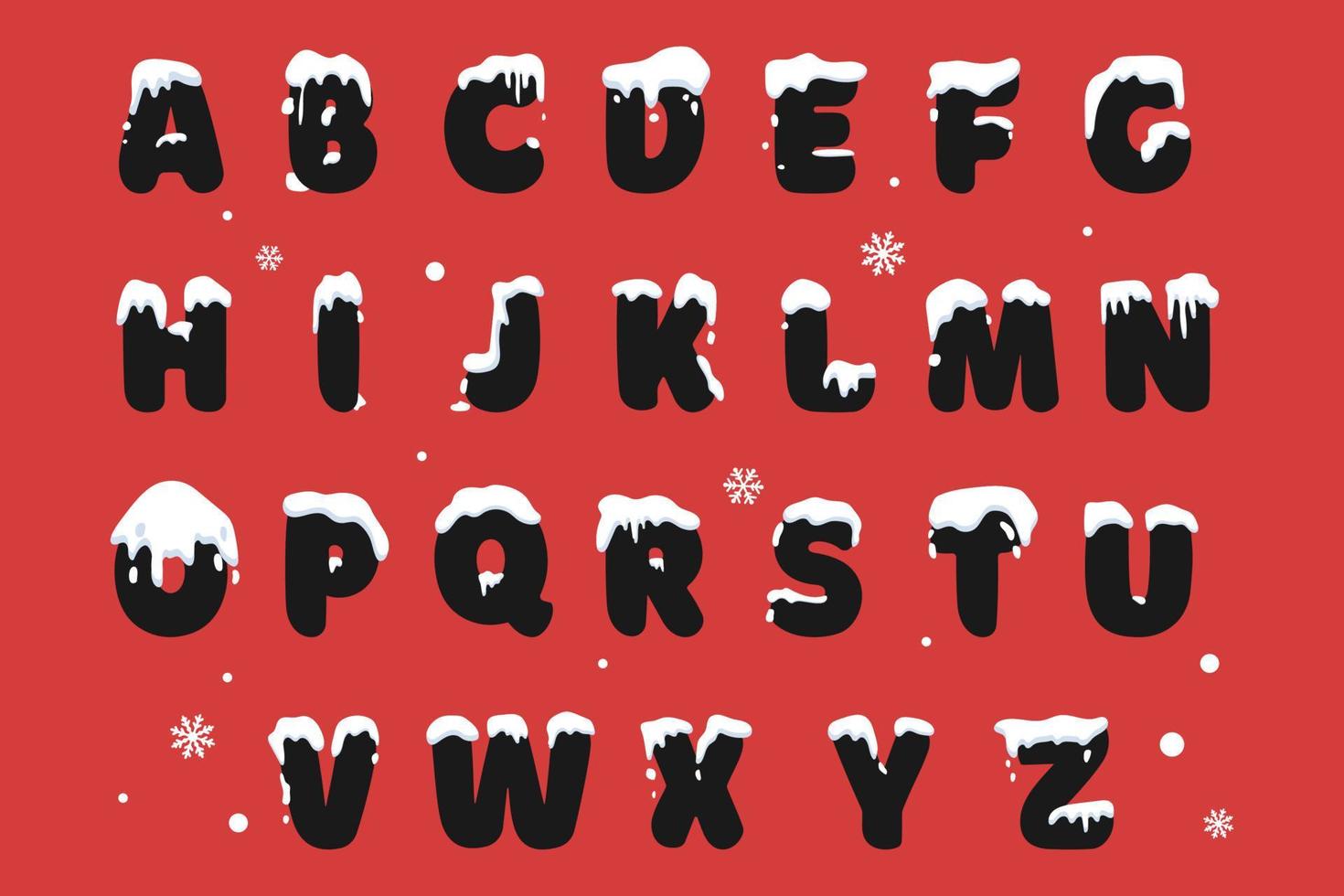 Set of letters of the Latin Alphabet. Vector illustration. Christmas and New Year concept.