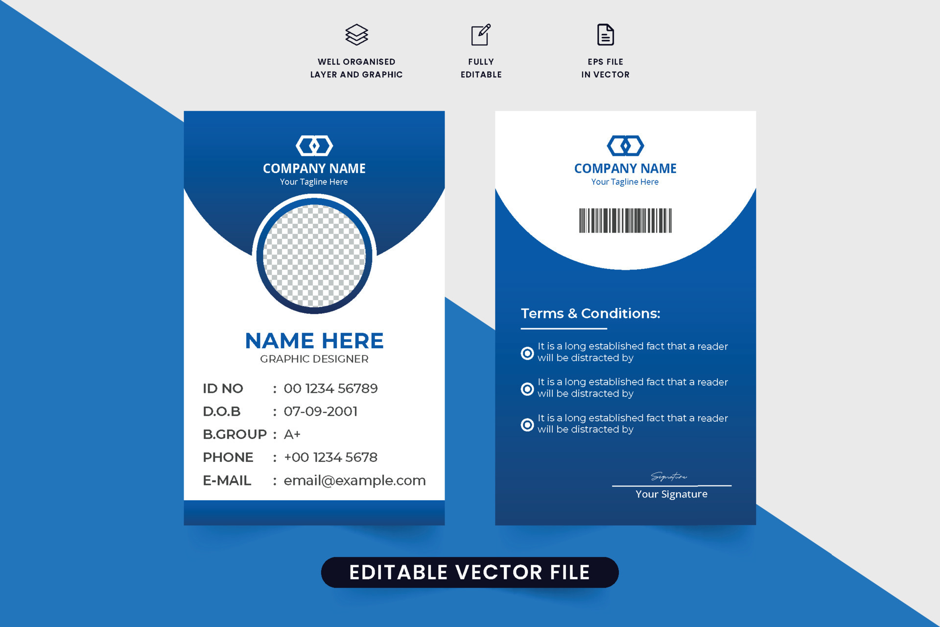 Company Identity Card Template Design With Dark Blue Color And company-identity-card-template-design-with-dark-blue-color-and