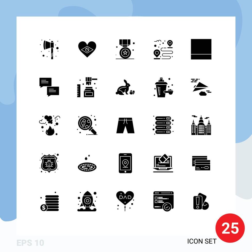 25 User Interface Solid Glyph Pack of modern Signs and Symbols of layout path star route destination Editable Vector Design Elements
