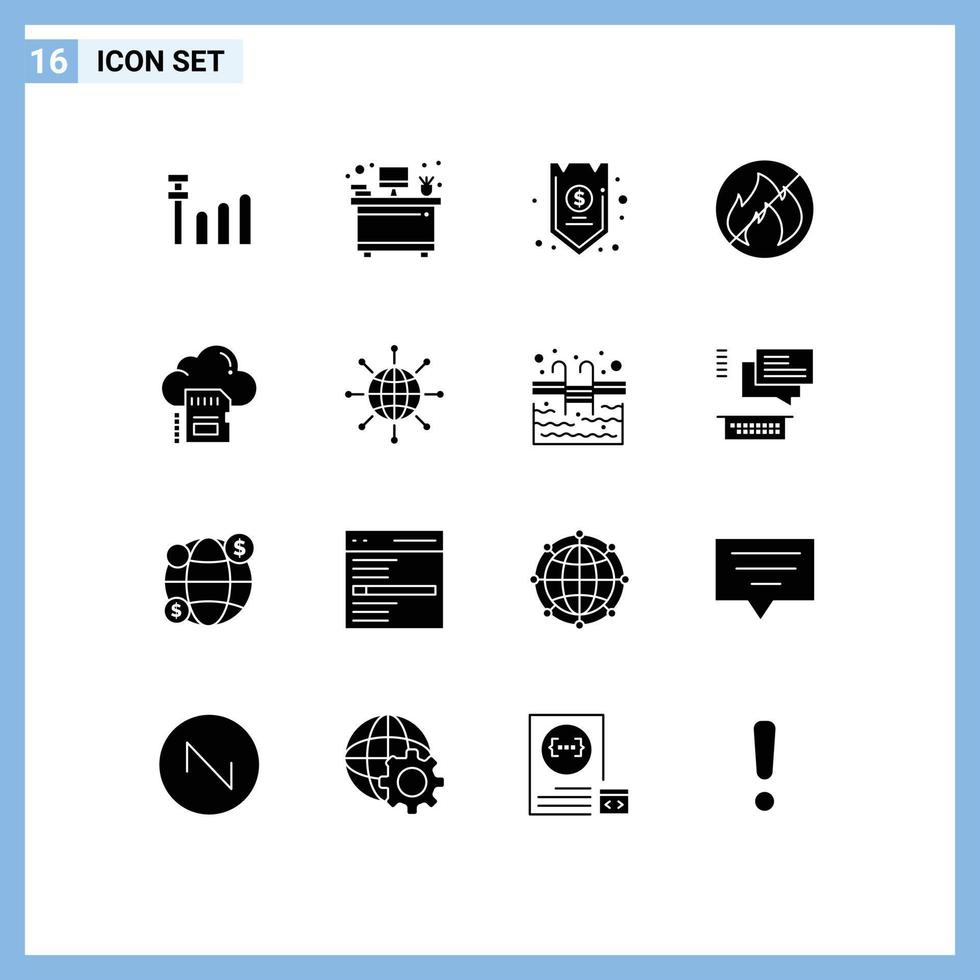 16 Creative Icons Modern Signs and Symbols of archive data funds card no Editable Vector Design Elements