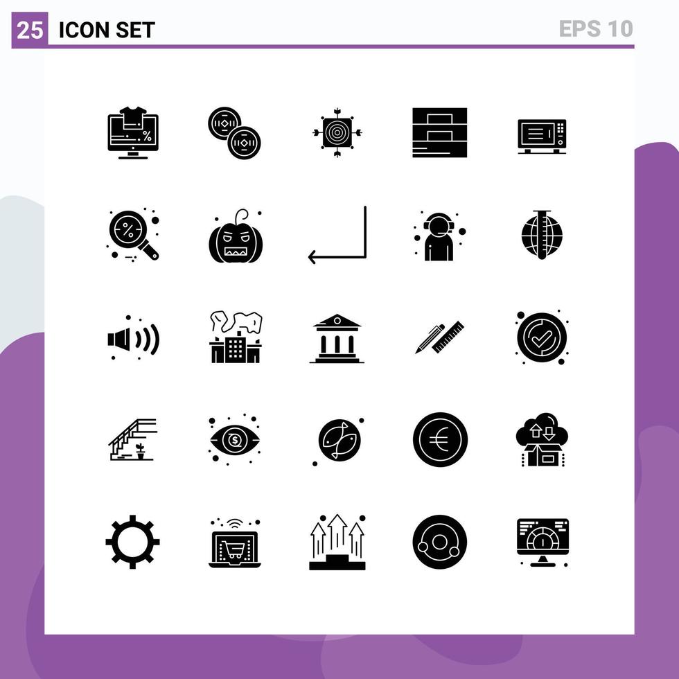 Solid Glyph Pack of 25 Universal Symbols of home wallet board man accessories Editable Vector Design Elements