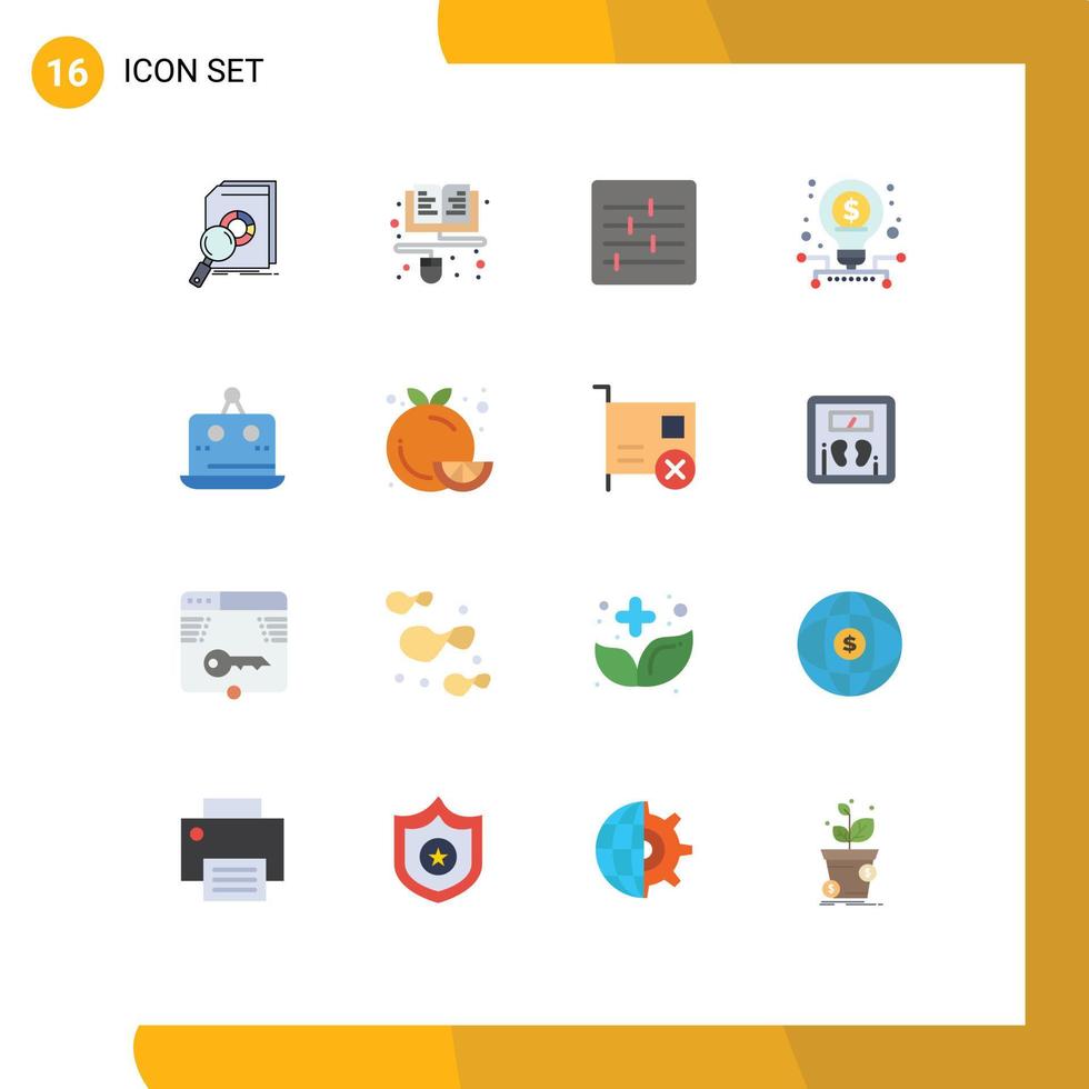 grupo de símbolos de iconos universales de 16 colores planos modernos de opciones de educación de mercado de control de análisis paquete editable de elementos de diseño de vectores creativos
