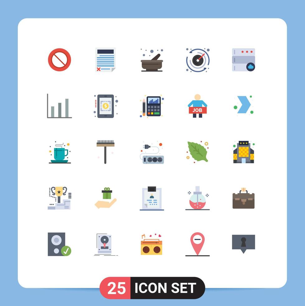 25 Thematic Vector Flat Colors and Editable Symbols of server cloud cooking timer stopwatch Editable Vector Design Elements