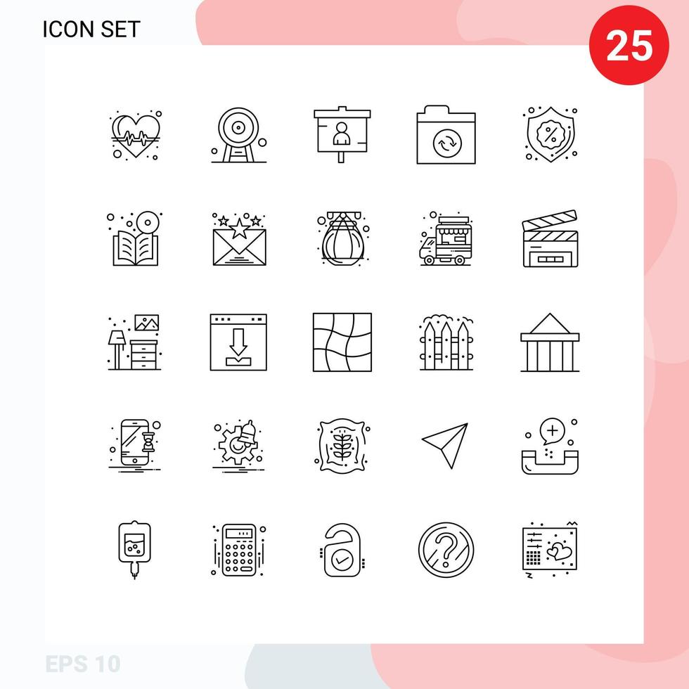 Pack of 25 creative Lines of security folder london eye files presentation Editable Vector Design Elements