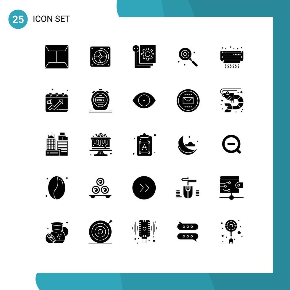 Modern Set of 25 Solid Glyphs and symbols such as air sweet develop lolly candy Editable Vector Design Elements