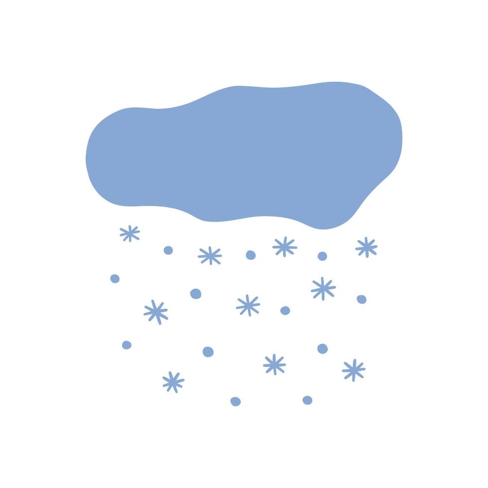 Blue cloud from which it snows. Vector doodle