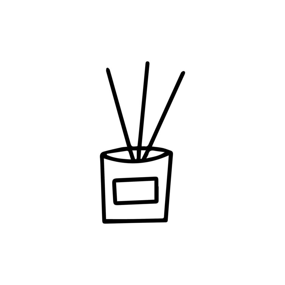 Diffuser or jar of incense sticks. Vector doodle