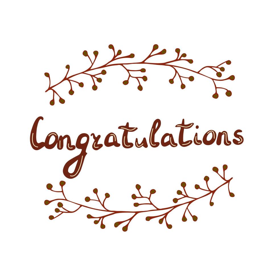 Congratulations lettering. Handwriting greeting text. Colorful vector