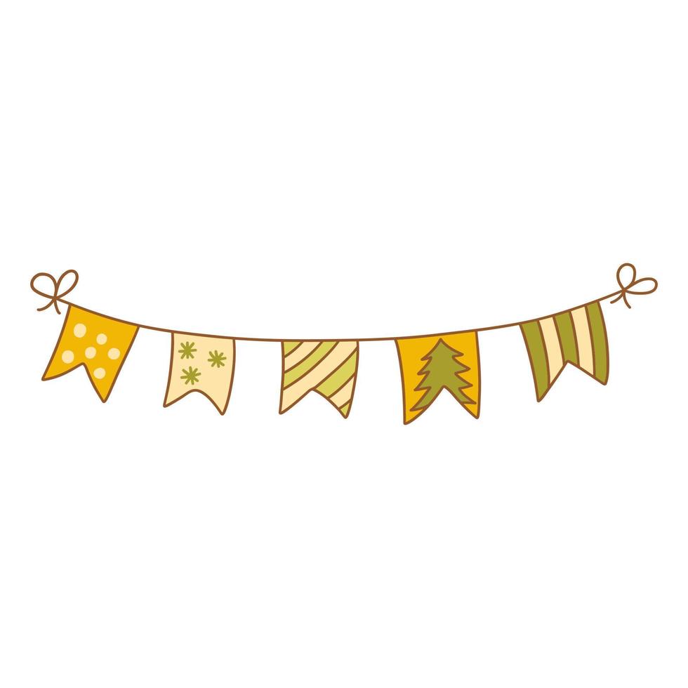 Festive garland with different checkboxes. Colorful contour vector