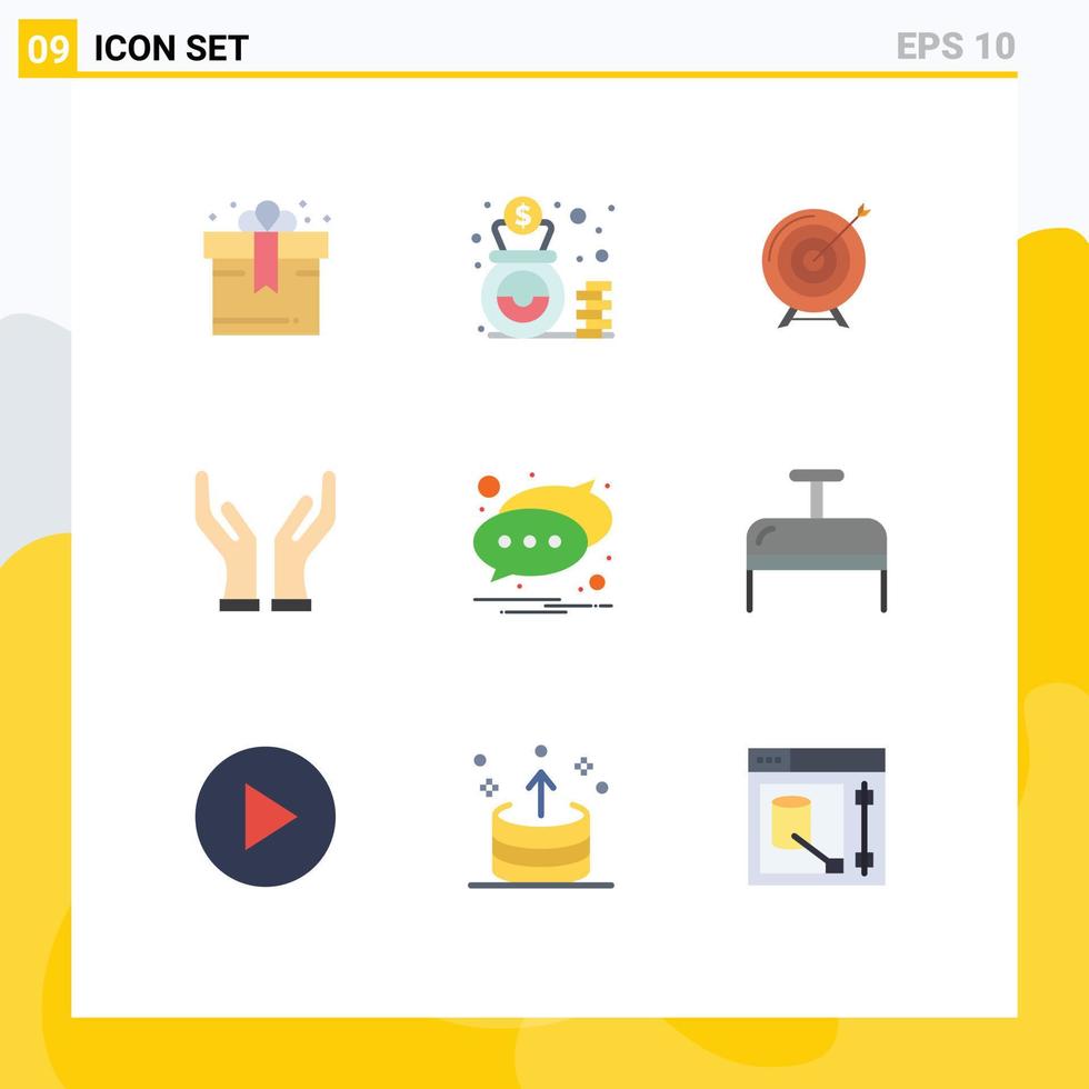9 iconos creativos signos y símbolos modernos de chat cuidado objetivo cuidado misión elementos de diseño vectorial editables vector