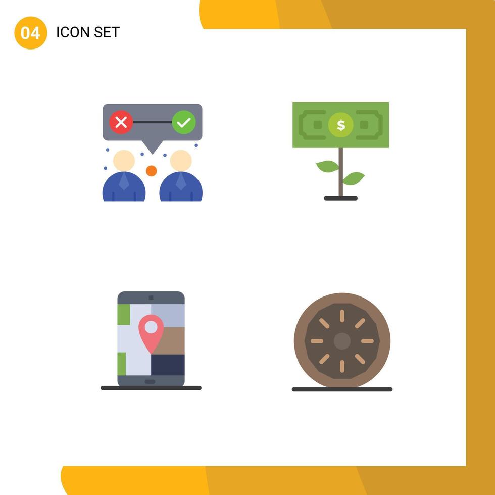 Pack of 4 Modern Flat Icons Signs and Symbols for Web Print Media such as corporate gps team work plant navigation Editable Vector Design Elements