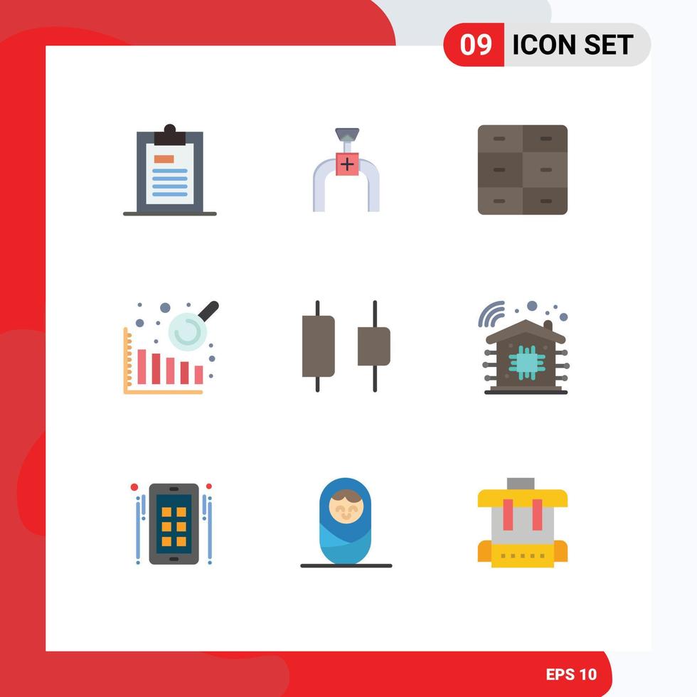 9 user interface flat color pack of modern signs and symbols of