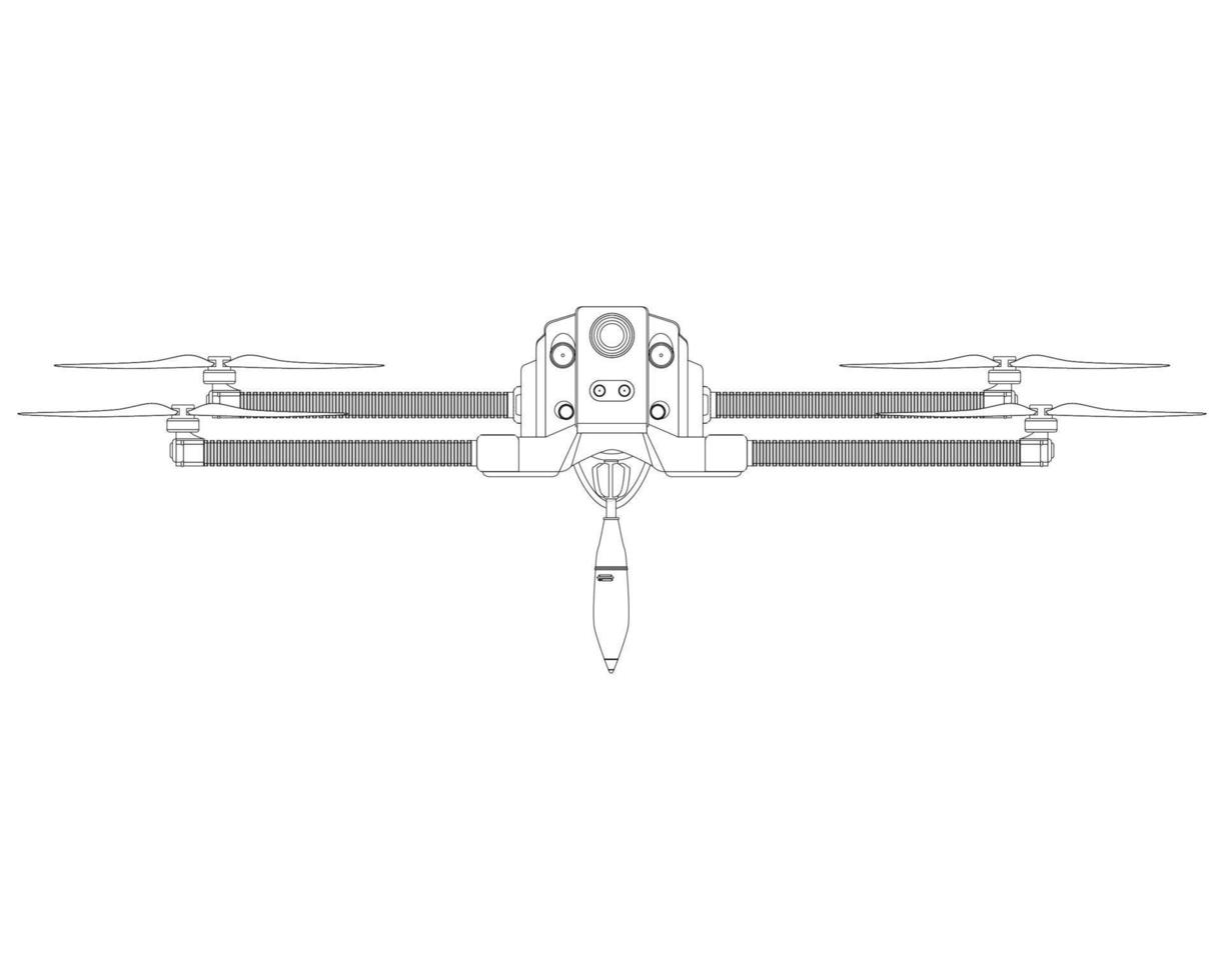 Military Drone with Bomb Coloring Book. Missile strikes. Air rocket, Colorful vector illustration isolated on white background.